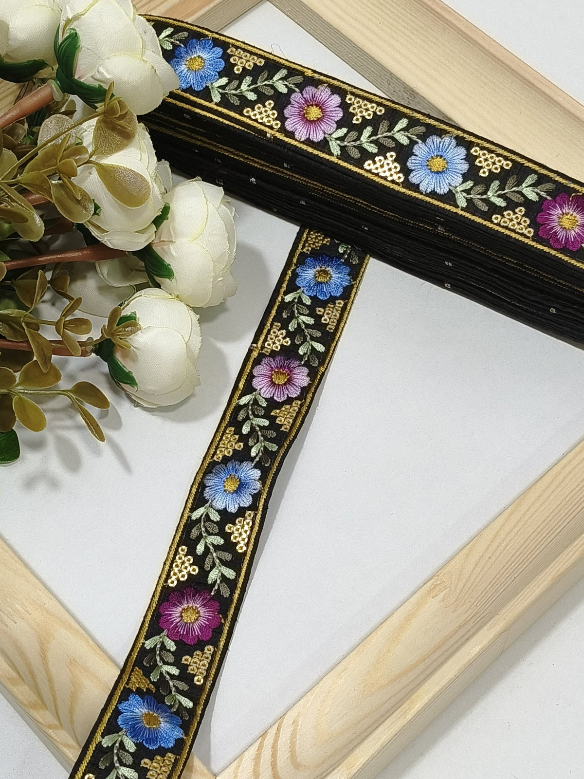 Embroidered Zari Border 136 – 16 Colours | Artiza Lace