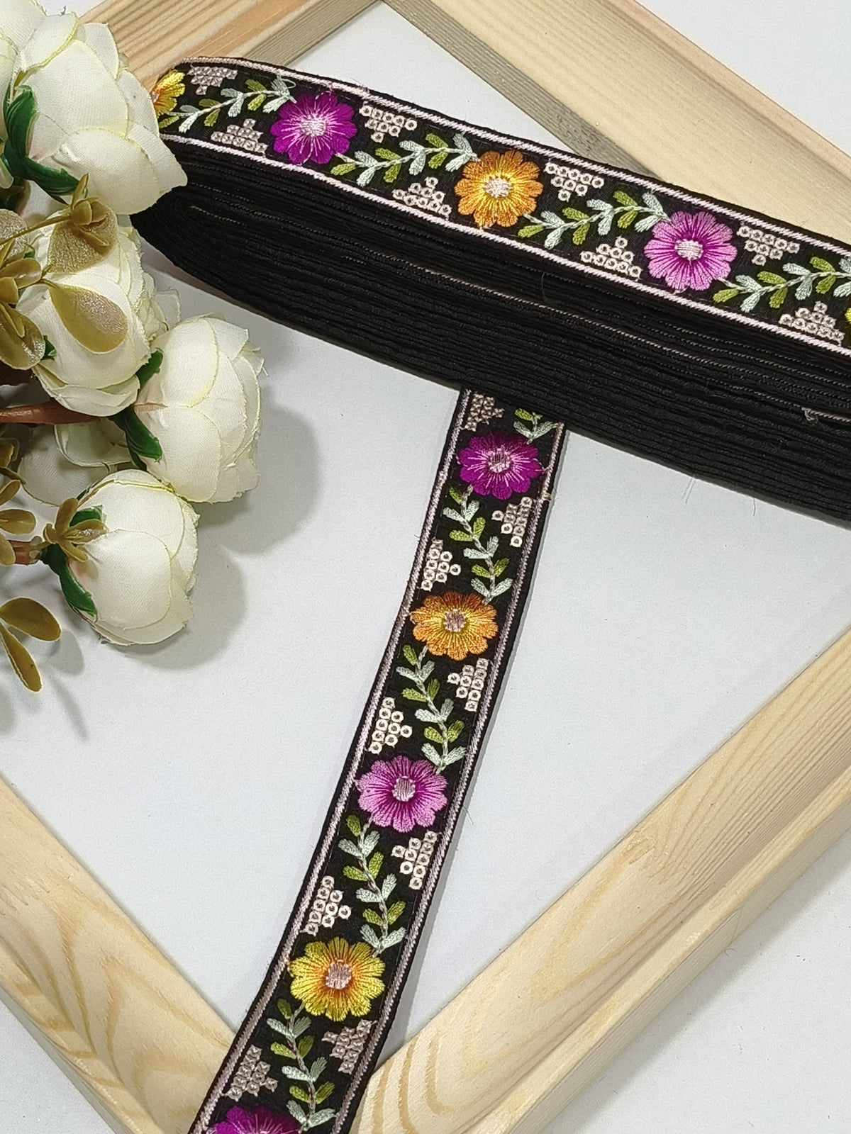 Embroidered Zari Border 136 – 16 Colours | Artiza Lace