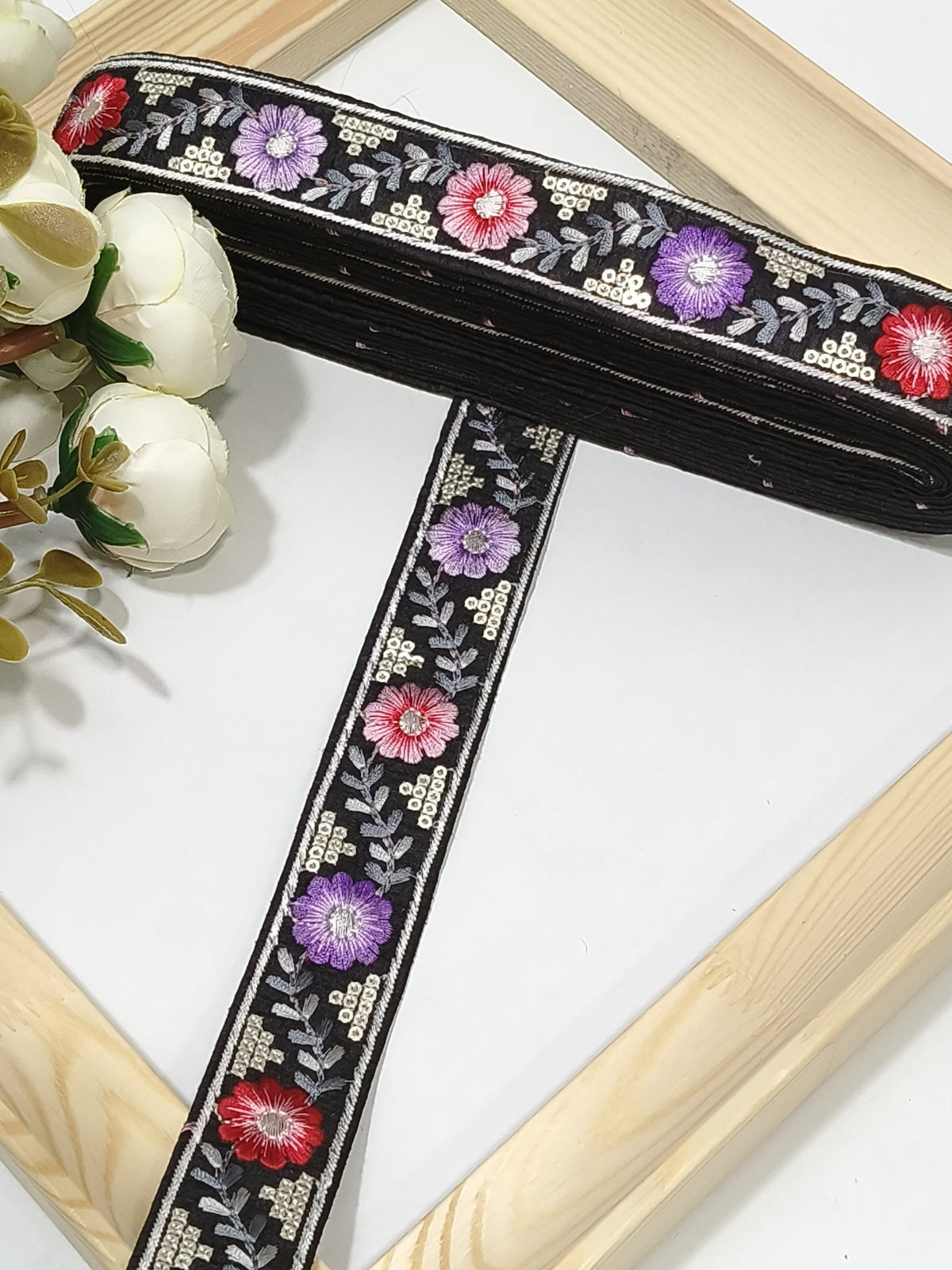 Embroidered Zari Border 136 – 16 Colours | Artiza Lace