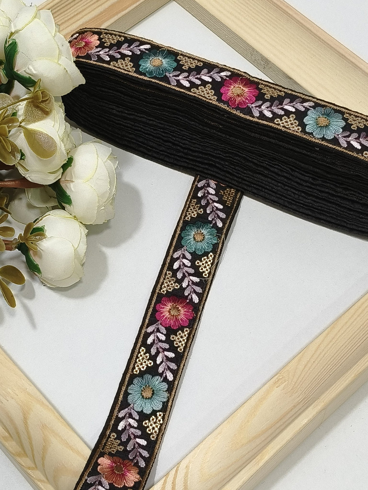 Embroidered Zari Border 136 – 16 Colours | Artiza Lace