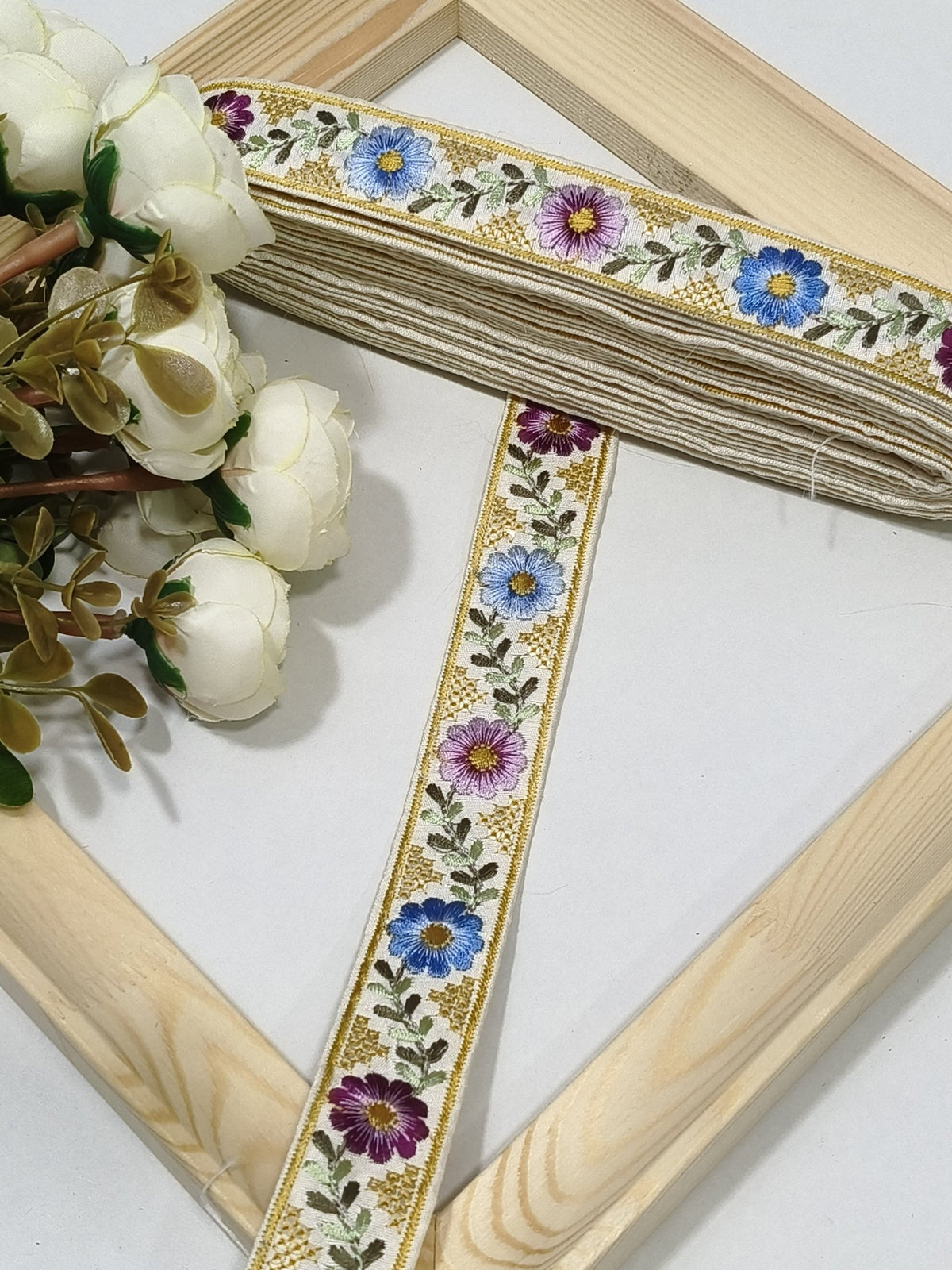 Embroidered Zari Border 136 – 16 Colours | Artiza Lace
