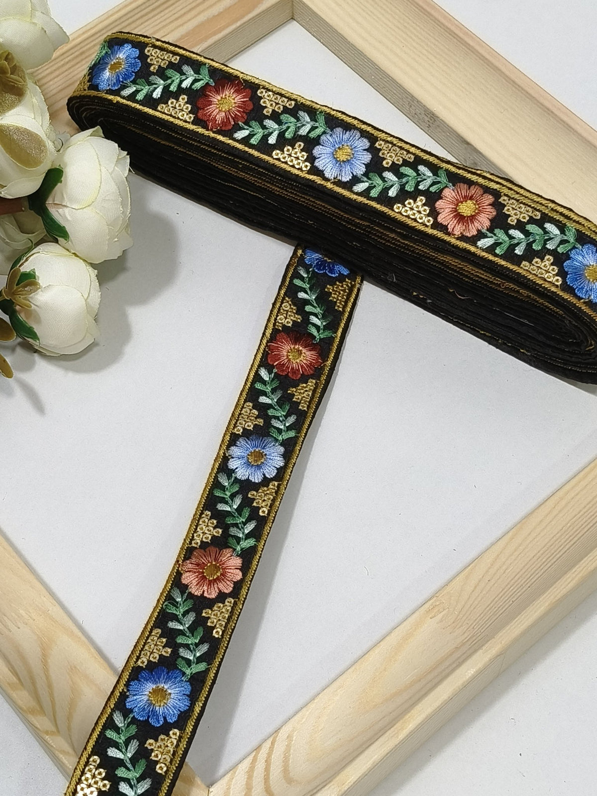 Embroidered Zari Border 136 – 16 Colours | Artiza Lace