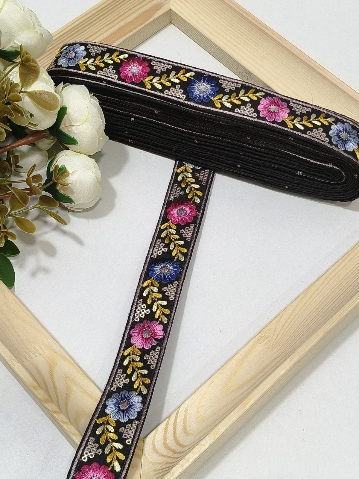 Embroidered Zari Border 136 – 16 Colours | Artiza Lace