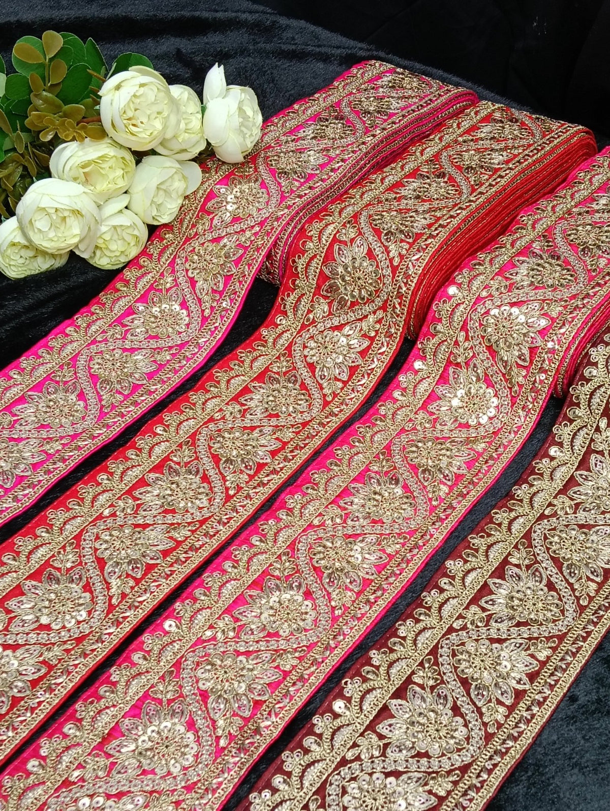 Coding Embroidered Zari Border 16 – 8 Colours | Artiza Lace