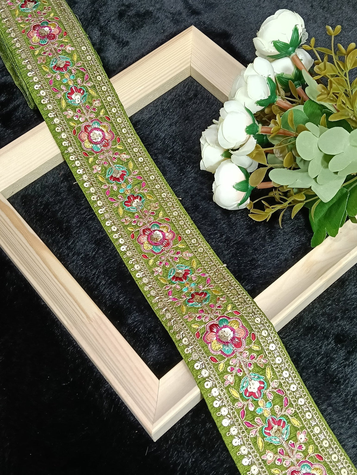 Coding Embroidered Zari Border 01 – 11 Colours | Artiza Lace