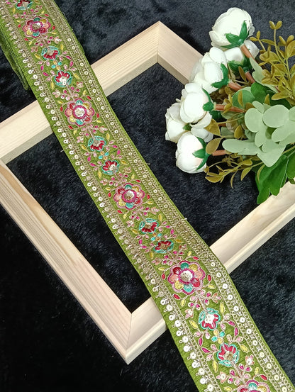 Coding Embroidered Zari Border 01 – 11 Colours | Artiza Lace
