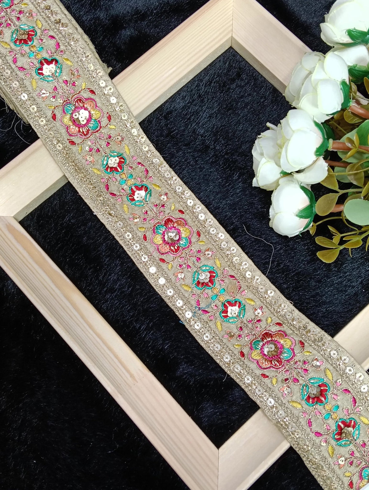 Coding Embroidered Zari Border 01 – 11 Colours | Artiza Lace