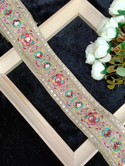 Coding Embroidered Zari Border 01 – 11 Colours | Artiza Lace