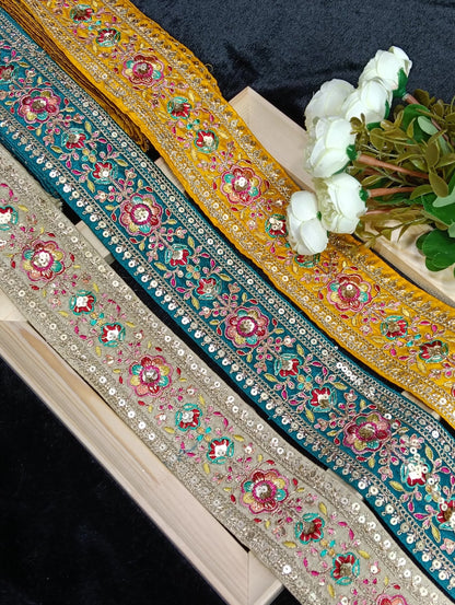 Coding Embroidered Zari Border 01 – 11 Colours | Artiza Lace