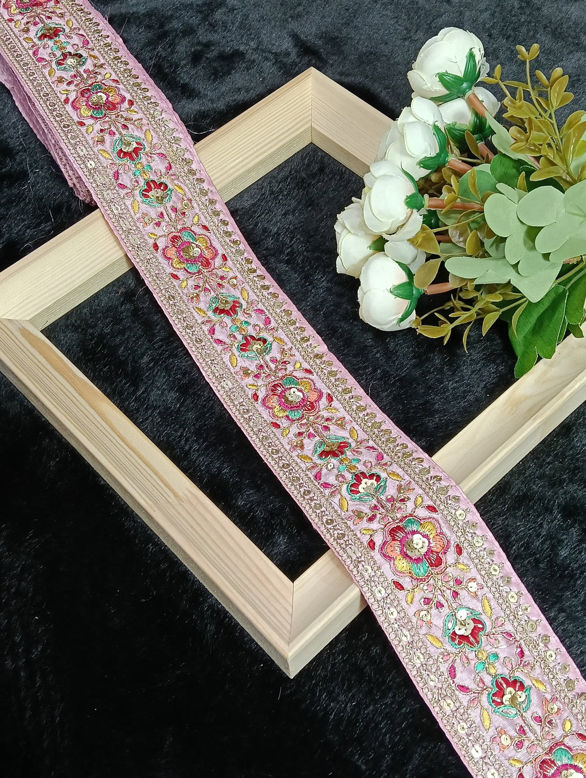 Coding Embroidered Zari Border 01 – 11 Colours | Artiza Lace