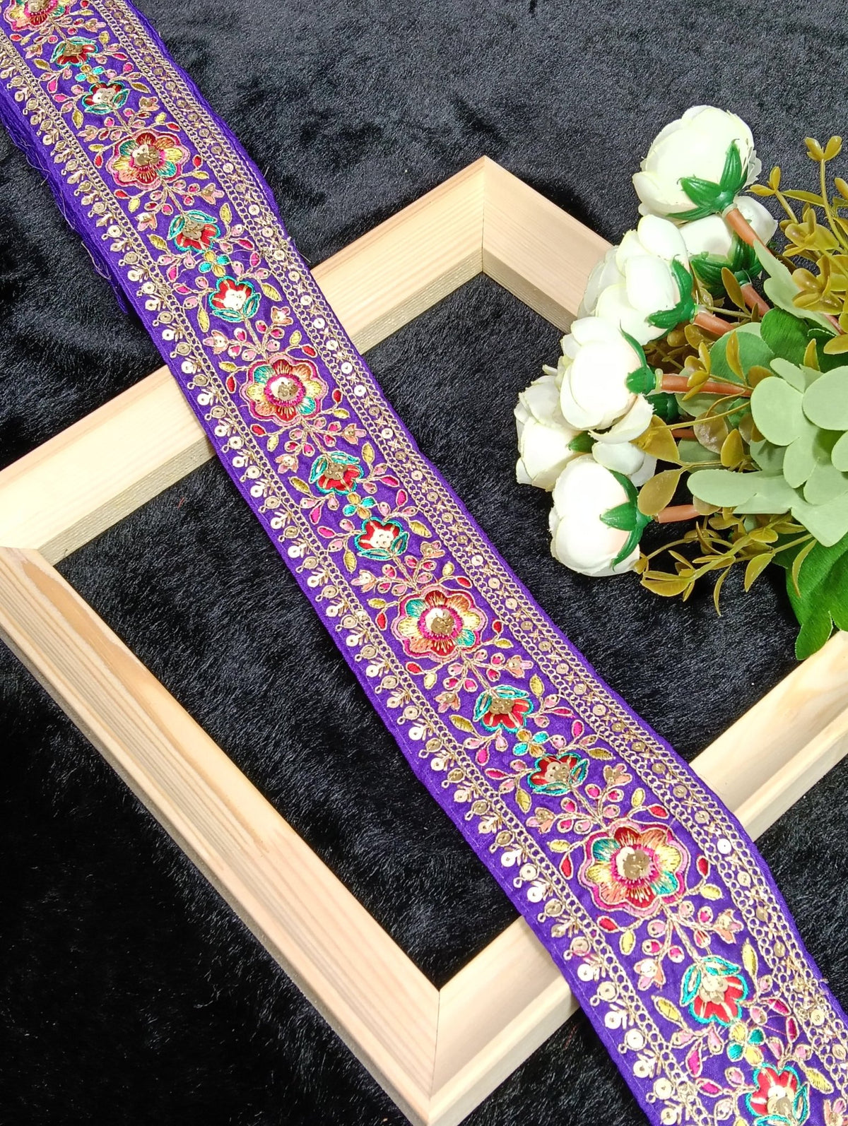 Coding Embroidered Zari Border 01 – 11 Colours | Artiza Lace