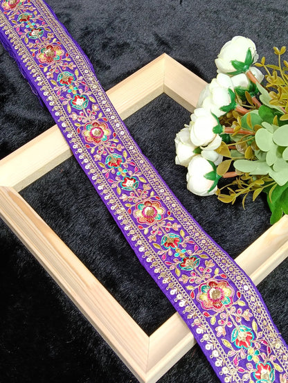 Coding Embroidered Zari Border 01 – 11 Colours | Artiza Lace