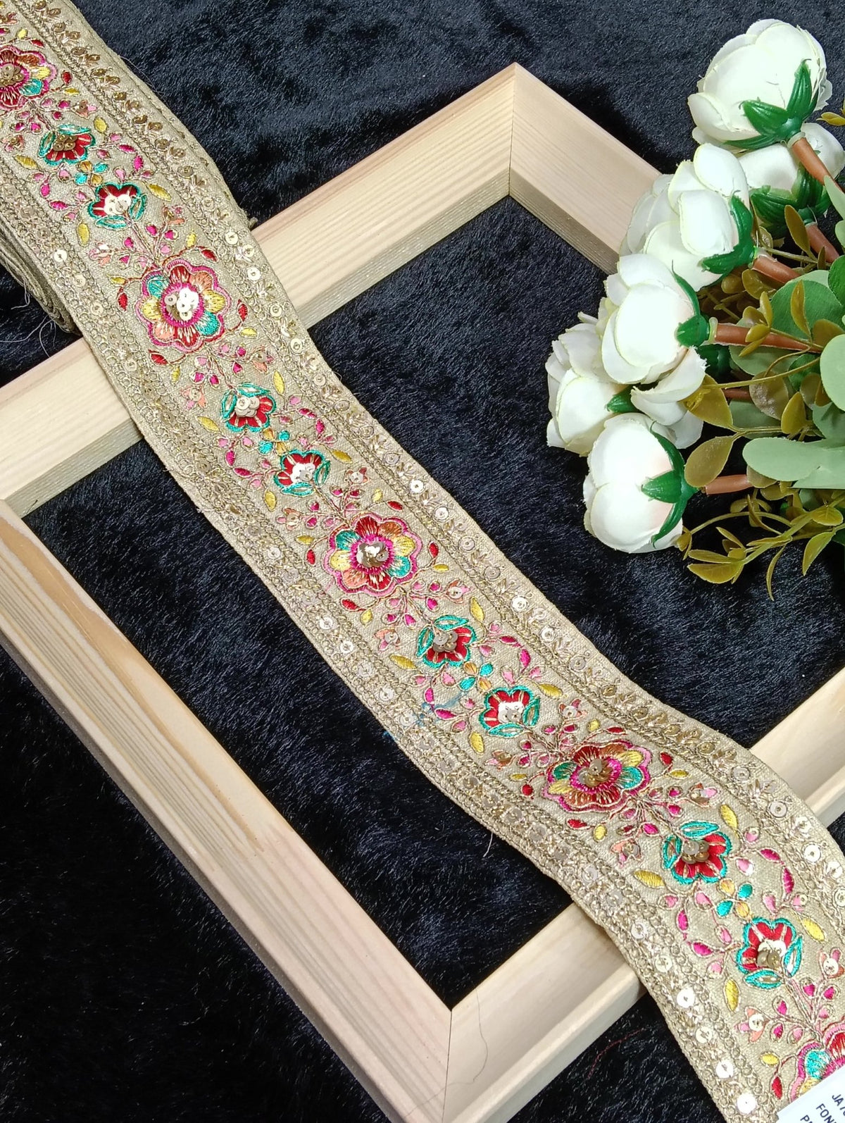 Coding Embroidered Zari Border 01 – 11 Colours | Artiza Lace