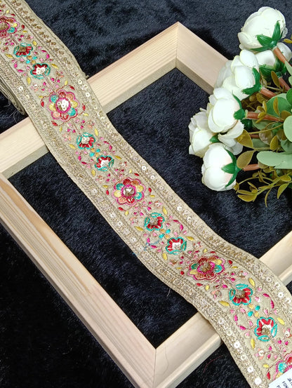 Coding Embroidered Zari Border 01 – 11 Colours | Artiza Lace