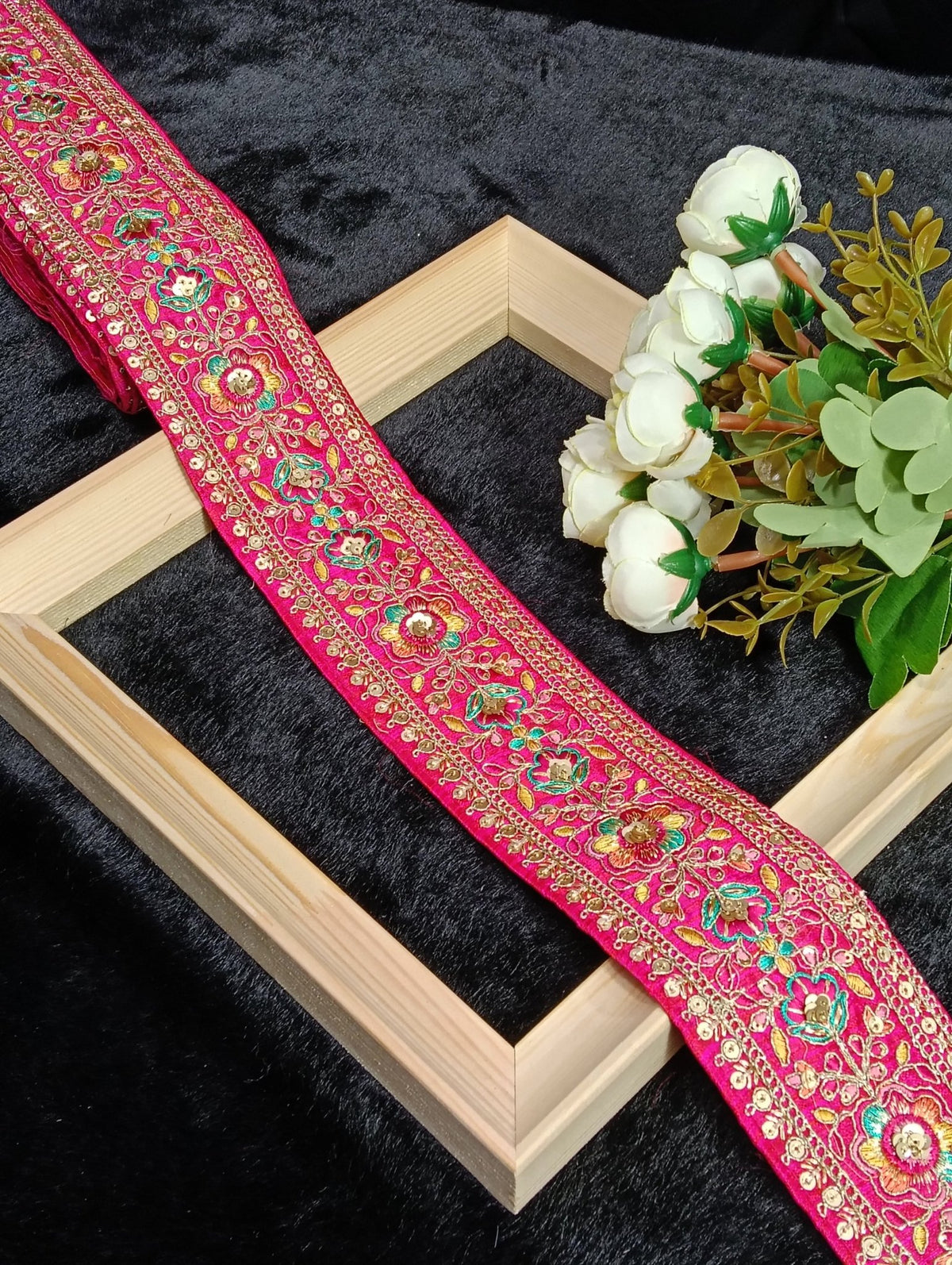 Coding Embroidered Zari Border 01 – 11 Colours | Artiza Lace