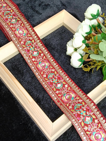 Coding Embroidered Zari Border 01 – 11 Colours | Artiza Lace