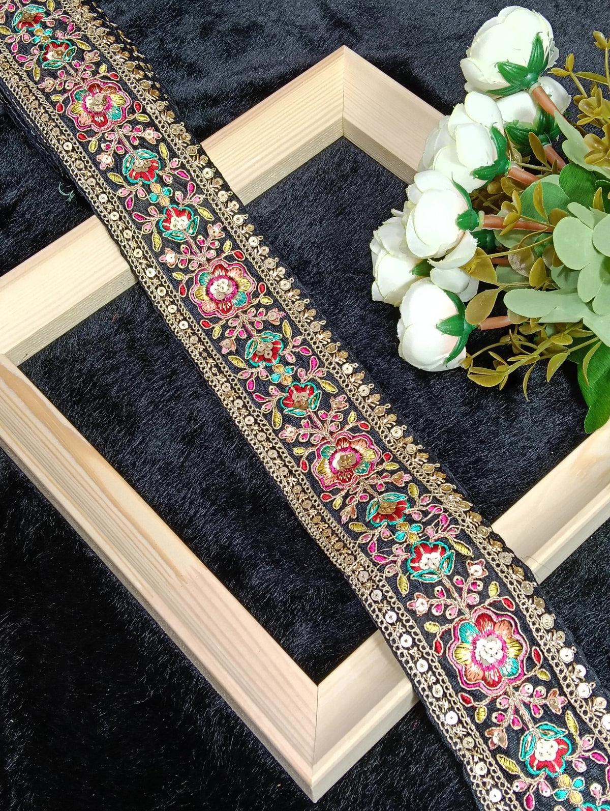Coding Embroidered Zari Border 01 – 11 Colours | Artiza Lace