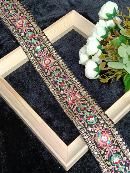 Coding Embroidered Zari Border 01 – 11 Colours | Artiza Lace